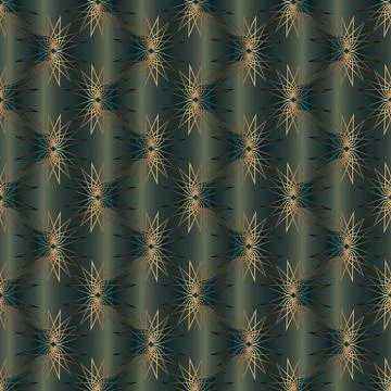 Geometric abstract pattern. Dark green and gold texture. Seamless vector back Illustrazione stock