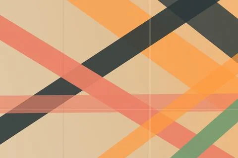 Geometric abstract pattern with diagonal stripes in warm orange, red, and b.. Stock Illustration