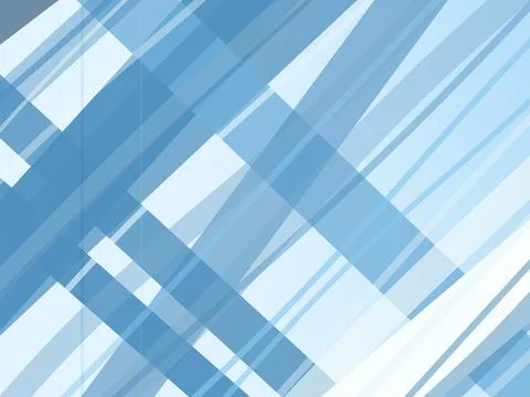 Geometric abstract pattern featuring layered blue shapes and soft white str.. Stock Illustration
