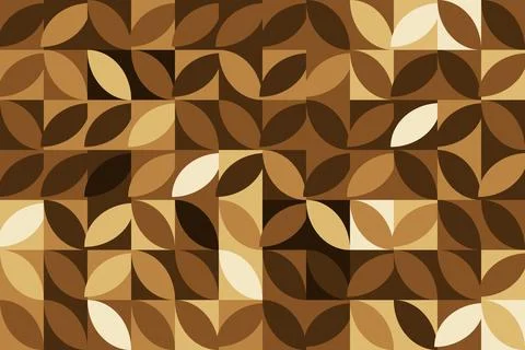Geometric Abstract Pattern Featuring Repeating Leaf Motifs in Earthy Brown .. Stock Illustration