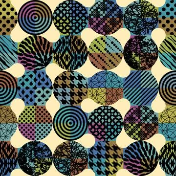 Geometric abstract pattern. Geometric vintage risograph style. Vector image. 库存插图