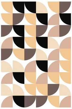Geometric abstract pattern with half circles and squares in beige, brown, and Stock Illustration