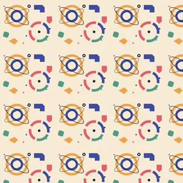 Geometric abstract pattern with interconnected shapes and vibrant colors on.. Stock Illustration