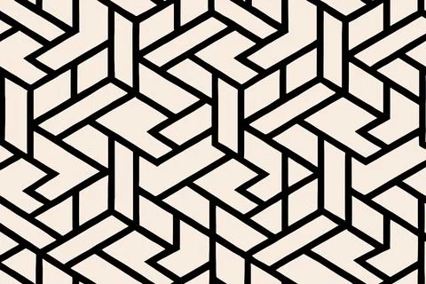 Geometric abstract pattern with intersecting black lines on beige Illustrazione stock