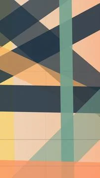 Geometric abstract pattern with intersecting teal, navy, and peach shapes i.. Stock Illustration