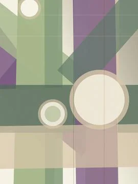 Geometric abstract pattern made of pastel green, purple, beige and gray blo.. Illustrazione stock