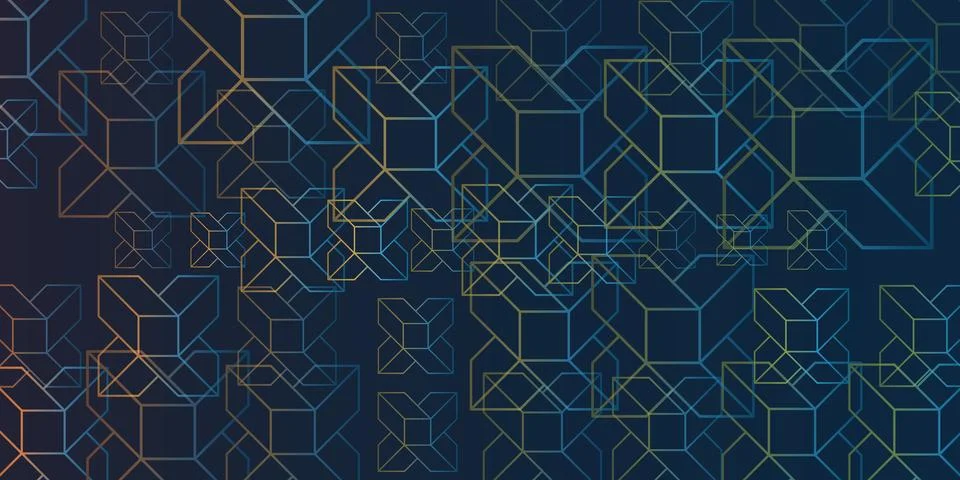 A geometric abstract pattern of offset 3D rectangular blocks in varying siz.. イラスト素材