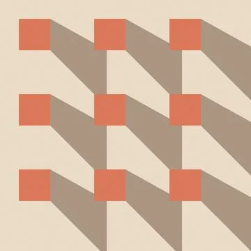 Geometric abstract pattern with orange squares and beige stripes Stock Illustration