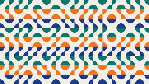 Geometric abstract pattern with orange teal blue shapes on white background 스톡 일러스트
