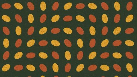 Geometric abstract pattern of orange yellow ovals on dark background Stock Illustration