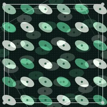 Geometric abstract pattern of overlapping ovals with grid lines on dark bac.. Stock Illustration