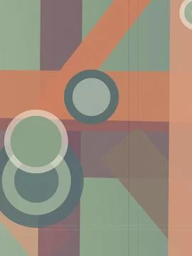 Geometric abstract pattern with overlapping pastel circles and lines in ret.. Stock Illustration