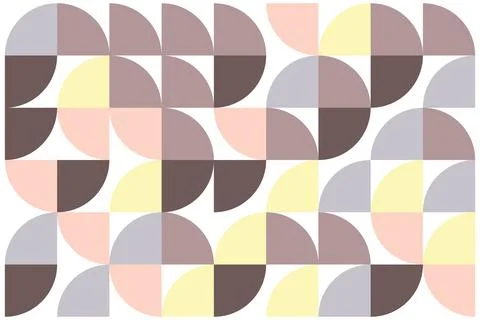 Geometric abstract pattern with pastel semicircles and quarter circles on white Stock Illustration