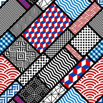 Geometric abstract pattern in patchwork style. Stock Illustration