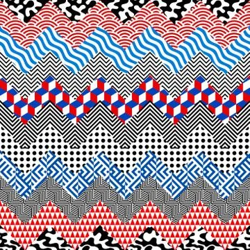 Geometric abstract pattern in patchwork style. Art seamless background. Stockillustratie