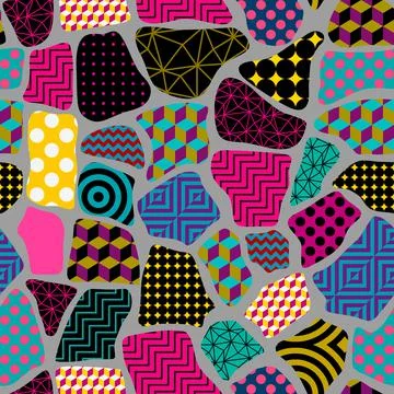 Geometric abstract pattern in patchwork style. Stock Illustration