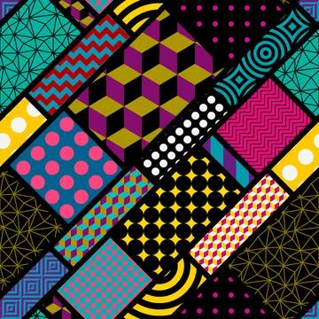 Geometric abstract pattern in patchwork style. Illustrazione stock