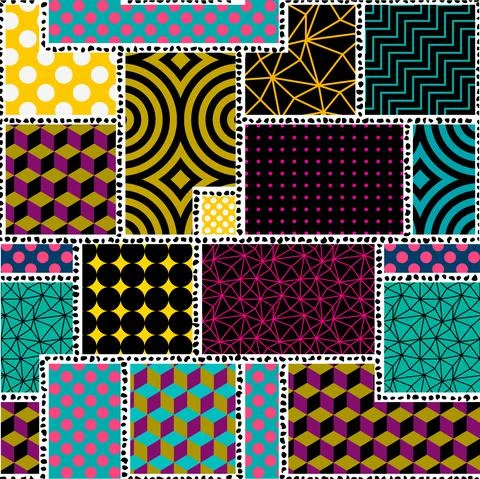 Geometric abstract pattern in patchwork style. イラスト素材