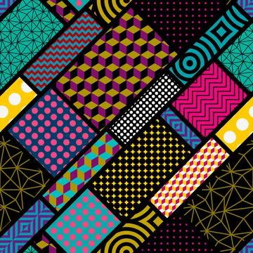 Geometric abstract pattern in patchwork style. 스톡 일러스트