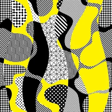 Geometric abstract pattern in patchwork style. Seamless vector Stock Illustration