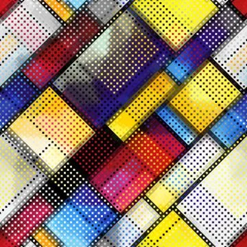 Geometric abstract pattern. Polka dot pattern on low poly background. 스톡 일러스트