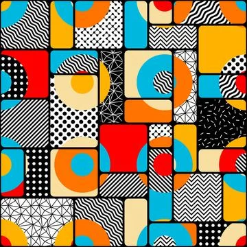 Geometric abstract pattern retro style. Seamless vector pattern. 库存插图