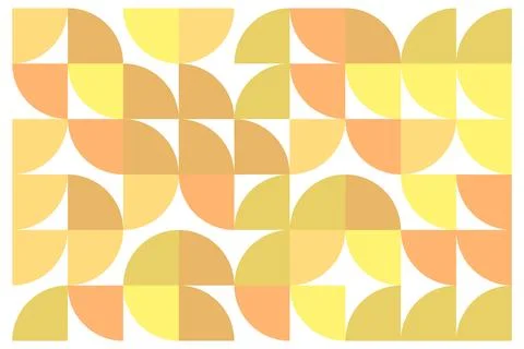 Geometric abstract pattern with rounded yellow, orange and beige shapes on white Stock Illustration