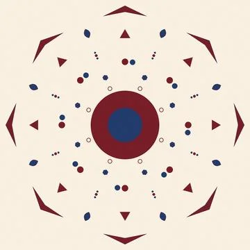 Geometric abstract pattern with symmetrical shapes and dots illustration 스톡 일러스트