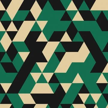 Geometric abstract pattern with teal black beige triangles Stock Illustration