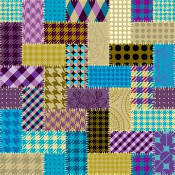 Geometric abstract pattern. Textile patchwork plaid style. Seamless vector .. イラスト素材