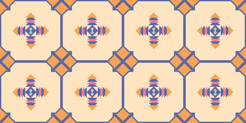Geometric abstract pattern in tribal style seamless pattern. Southwestern e.. Stock Illustration
