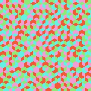 Geometric abstract pattern of vibrant triangular shapes in pink cyan orange.. Stock Illustration