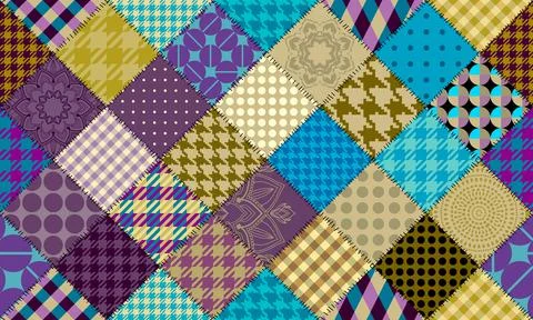 Geometric abstract pattern. Wide horizontal patchwork plaid style Stock Illustration