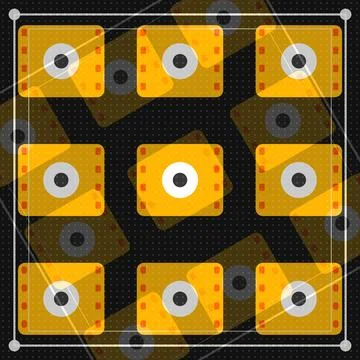 Geometric abstract pattern with yellow squares and circular cutouts on dark.. 스톡 일러스트