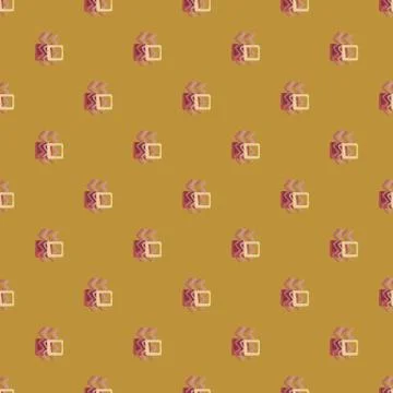 Geometric abstract pattern with zigzag elements and squares. Design in ocher  Stock Illustration