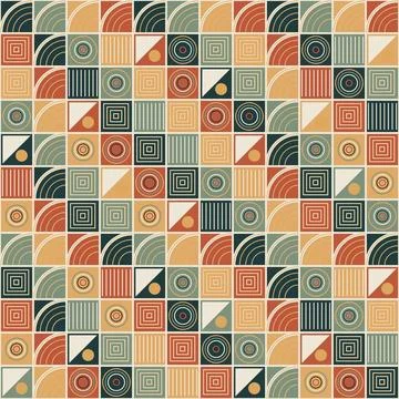 Geometric abstract patterns colorful grid design vibrant shapes Stock Illustration