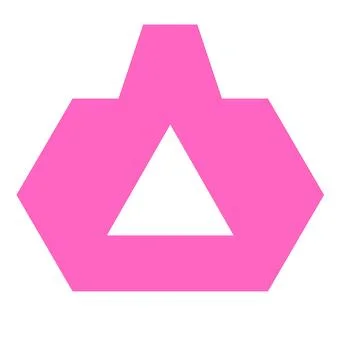 Geometric abstract pink hexagon shape with a white triangle cutout Stock Illustration