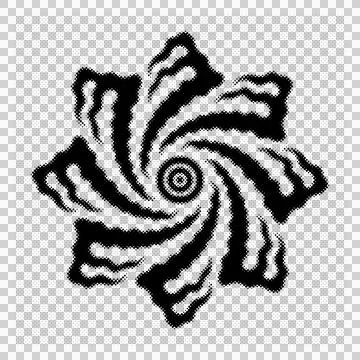 Geometric abstract radial pattern with swirling black and white halftone do.. Stock Illustration