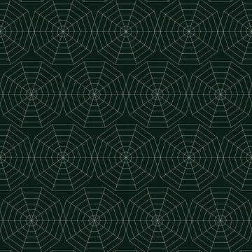 Geometric abstract repeating spiderweb patterns on dark background Stock Illustration
