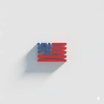 Geometric abstract representation of american flag made of simple colored b.. Stock Illustration
