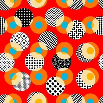 Geometric abstract retro style. Circles pattern. Seamless vector pattern. Stock-Illustration
