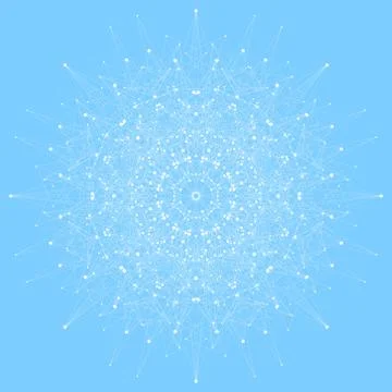 Geometric abstract round form with connected line and dots. Graphic composition Illustrazione stock