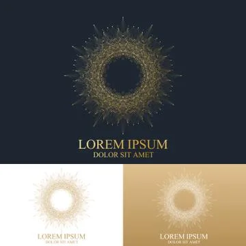 Geometric abstract round form with connected line and dots. Graphic composition Illustrazione stock