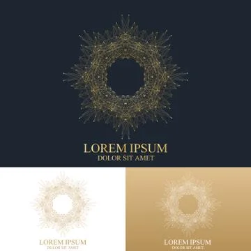 Geometric abstract round form with connected line and dots. Graphic composition 스톡 일러스트