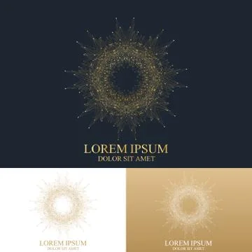 Geometric abstract round form with connected line and dots. Graphic composition イラスト素材