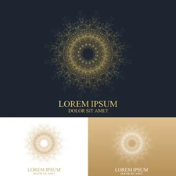 Geometric abstract round form with connected line and dots. Graphic composition Stock Illustration