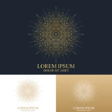 Geometric abstract round form with connected line and dots. Graphic composition Stock Illustration