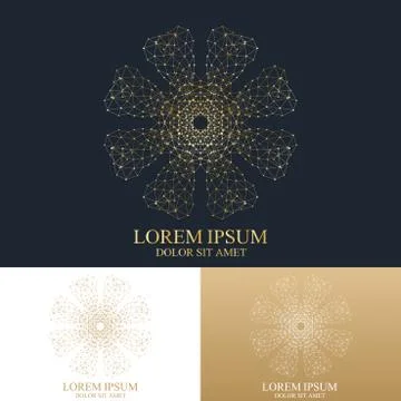 Geometric abstract round form with connected line and dots. Graphic composition Stock Illustration