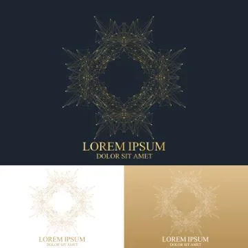 Geometric abstract round form with connected line and dots. Graphic composition Stock Illustration