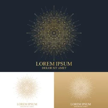 Geometric abstract round form with connected line and dots. Graphic composition Stock Illustration